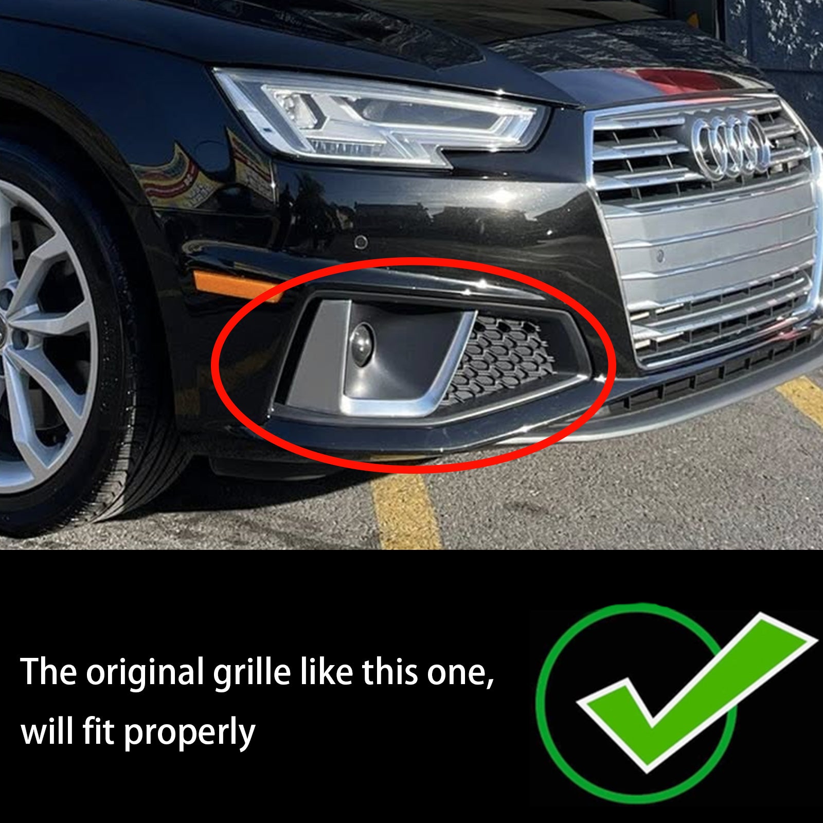 2018-2020 Audi A4 S-LINE/S4 B9 Rejilla de luz antiniebla Borde negro Panal Parachoques delantero Cubierta inferior Parrilla 8WD 807 6821 J 8WD 807 682 J - 0