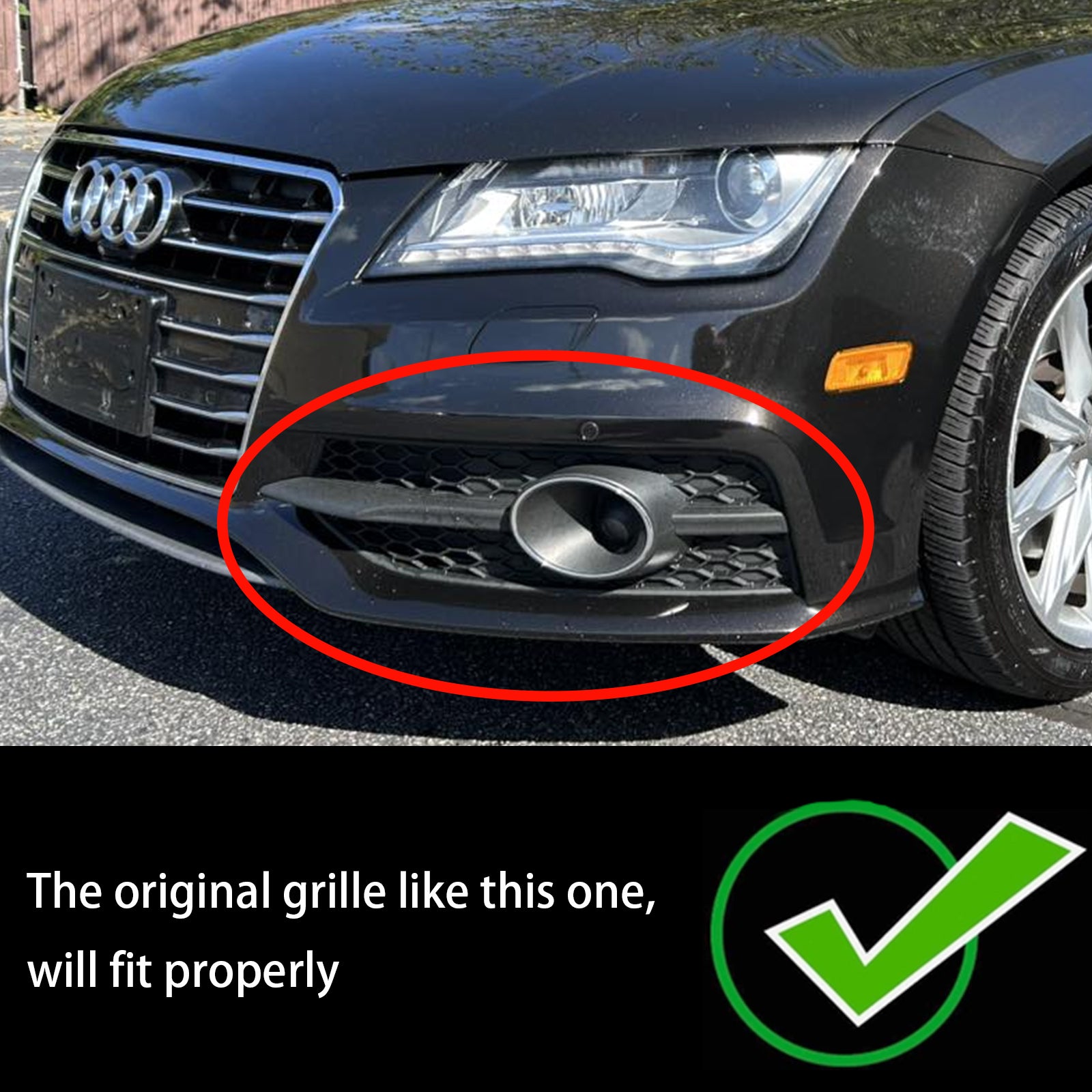 Audi A7 S-Line / S7 2012-2015 Black Front Bumper Fog Light Grille Honeycomb Lower Grill Cover 4G8807681C9B9 4G8807682C9B9 - 0