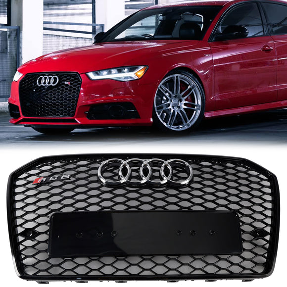 2015-2018 Audi A6 /A6 Sline /S6 C7 RS6 Style Grill Front Bumper Honeycomb Mesh Black Grille