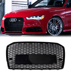2015-2018 Audi A6 /A6 Sline /S6 C7 RS6 Style Grill Front Bumper Honeycomb Mesh Black Grille