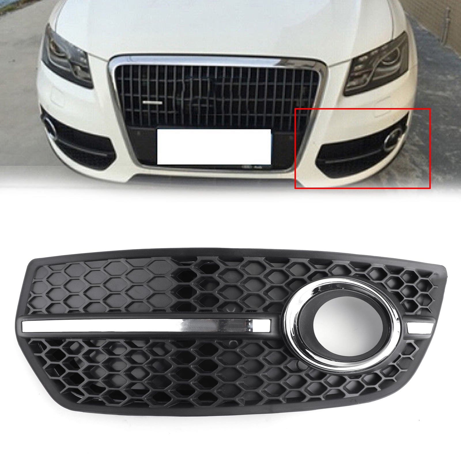 Audi 2009-2012 Q5 Version Standard Grille de pare-chocs avant Couvercle de phare antibrouillard Garniture