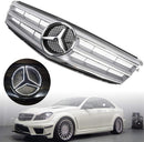 Mercedes Benz Classe C 2008-2014 W204 Grille de pare-chocs avant noire/chromée avec étoile LED pour C250/C300/C350-14