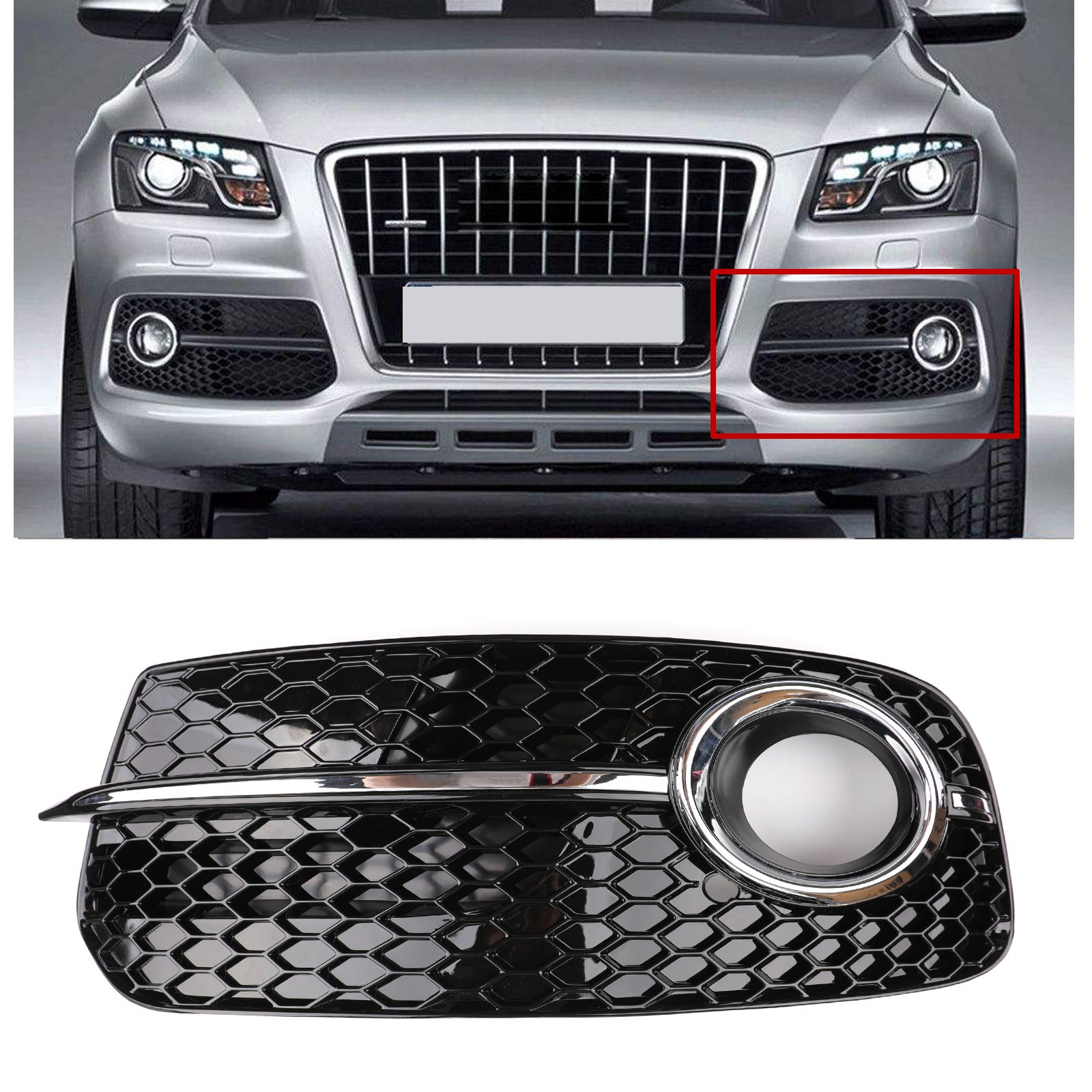 Audi 2013-2017 Q5 Standard Version ABS 8R0807681M 8R0807681N Front Fog Lamp Lower Grille Grill Cover Kit