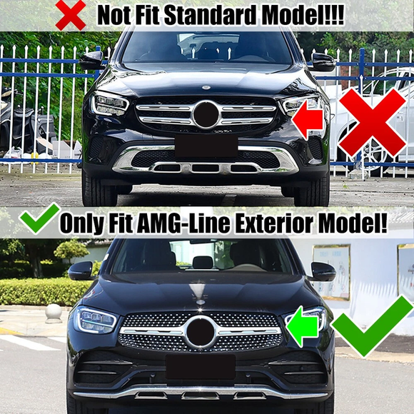Mercedes-Benz X253 GLC Class 2020-2022 GT-Style Front Bumper Grille Black Grill W/ LED
