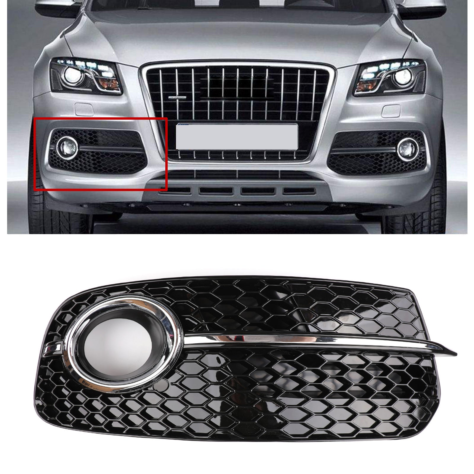 Audi 2013-2017 Q5 Standard Version ABS 8R0807681M 8R0807681N Front Fog Lamp Lower Grille Grill Cover Kit